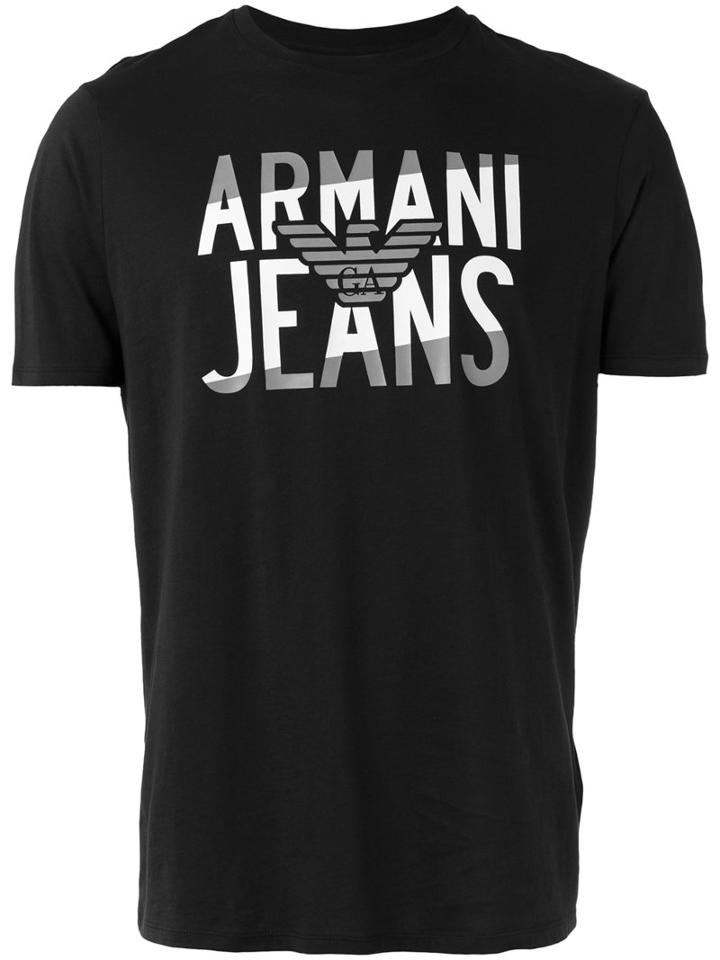 Armani Jeans Logo-print T-shirt, Men's, Size: Medium, Black, Cotton