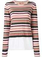 No21 Layered Striped Jumper, Women's, Size: 42, White, Cotton/polyamide/polyester/viscose
