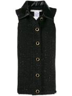 Veronica Beard Zip-in Tweed Jacket Front - Black
