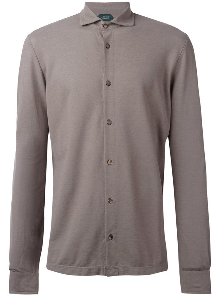 Zanone - Knitted Shirt - Men - Cotton - 48, Nude/neutrals, Cotton