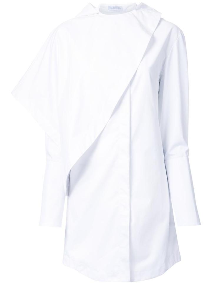 J.w.anderson Drape Neck Longline Shirt, Women's, Size: 6, White, Cotton
