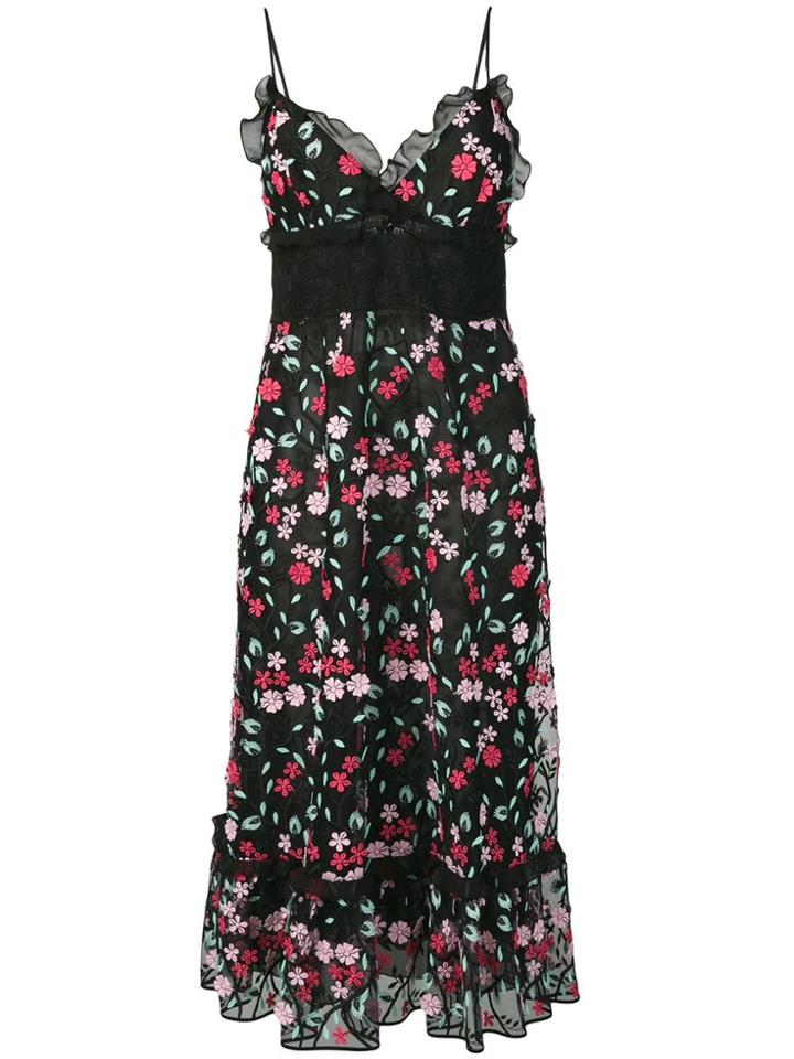 Giamba Floral Embroidered Dress - Black