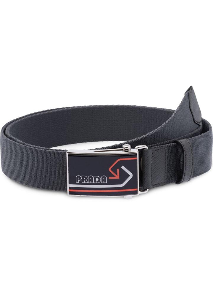 Prada Woven Fabric Belt - Grey