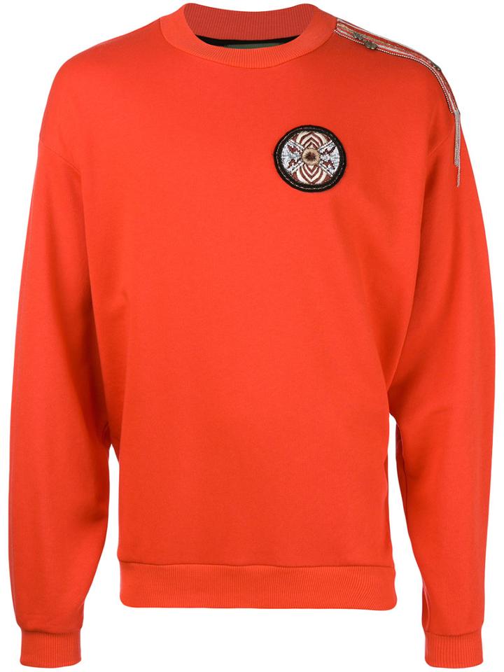 Amen - Patched Sweatshirt - Men - Silk/cotton/viscose/glass - 46, Red, Silk/cotton/viscose/glass