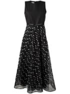 Giamba Embellished Sheer Flared Dress, Women's, Size: 42, Black, Cotton/polyester