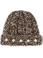 0711 Pearl-embellished Beanie - Black