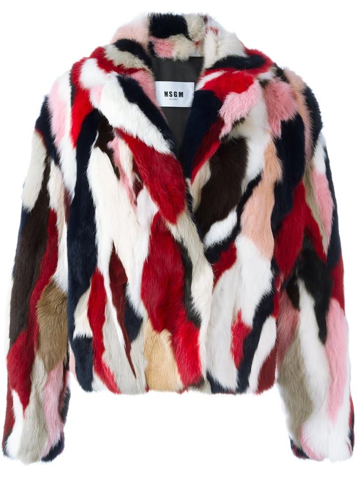 Msgm Fur Jacket, Women's, Size: 38, Pink/purple, Rabbit Fur/viscose