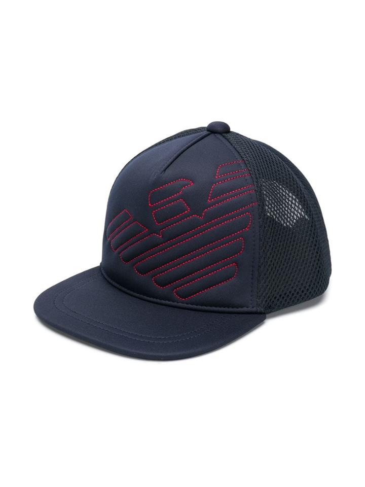 Emporio Armani Kids Logo Embroidered Cap - Blue