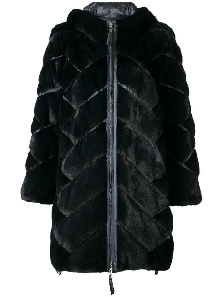 Liska Zipped Hooded Coat - Blue