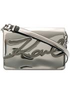 Karl Lagerfeld Signature Gloss Shoulder Bag - Grey