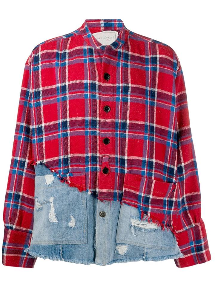 Greg Lauren Patchwork Shirt - Red