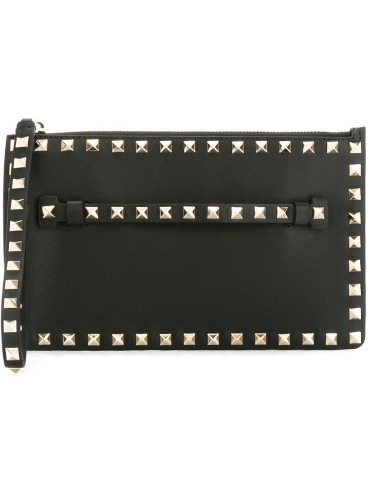 Valentino Valentino Garavani Rockstud Clutch, Women's, Black, Calf Leather/metal (other)