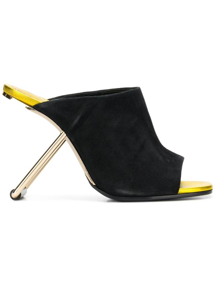 Poiret Architectural Heel Mules - Black