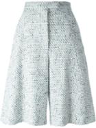 Thom Browne Woven Wide Leg Shorts, Women's, Size: 40, White, Silk/cotton/acrylic/wool