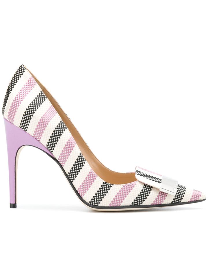Sergio Rossi Striped Pointed Toe Pumps - Multicolour
