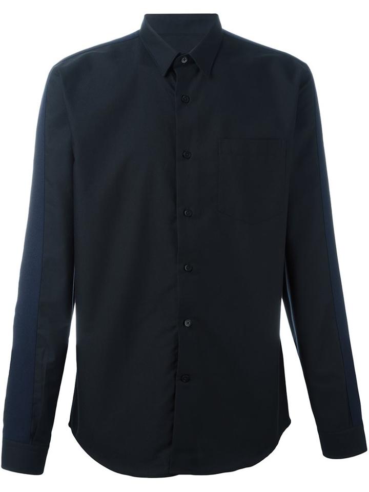Ami Alexandre Mattiussi Contrast Sleeve Stripe Shirt, Men's, Size: 37, Black, Cotton/wool
