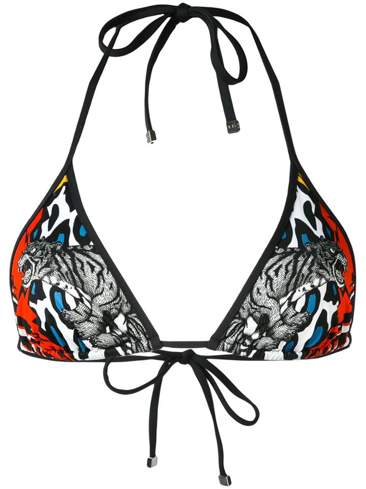 Dsquared2 Multi-print Triangle Bikini Top - Black