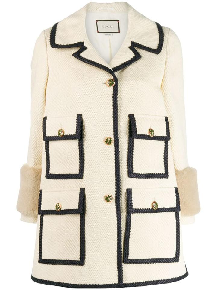 Gucci Single-breasted Trimmed Coat - Neutrals