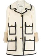 Gucci Single-breasted Trimmed Coat - Neutrals