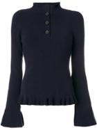 See By Chloé Ruffle Knit Sweater - Blue