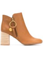 See By Chloé Stacked Heel Ankle Boots - Brown
