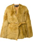 Rochas Oversized Belted Jacket, Women's, Size: 40, Yellow/orange, Lamb Skin
