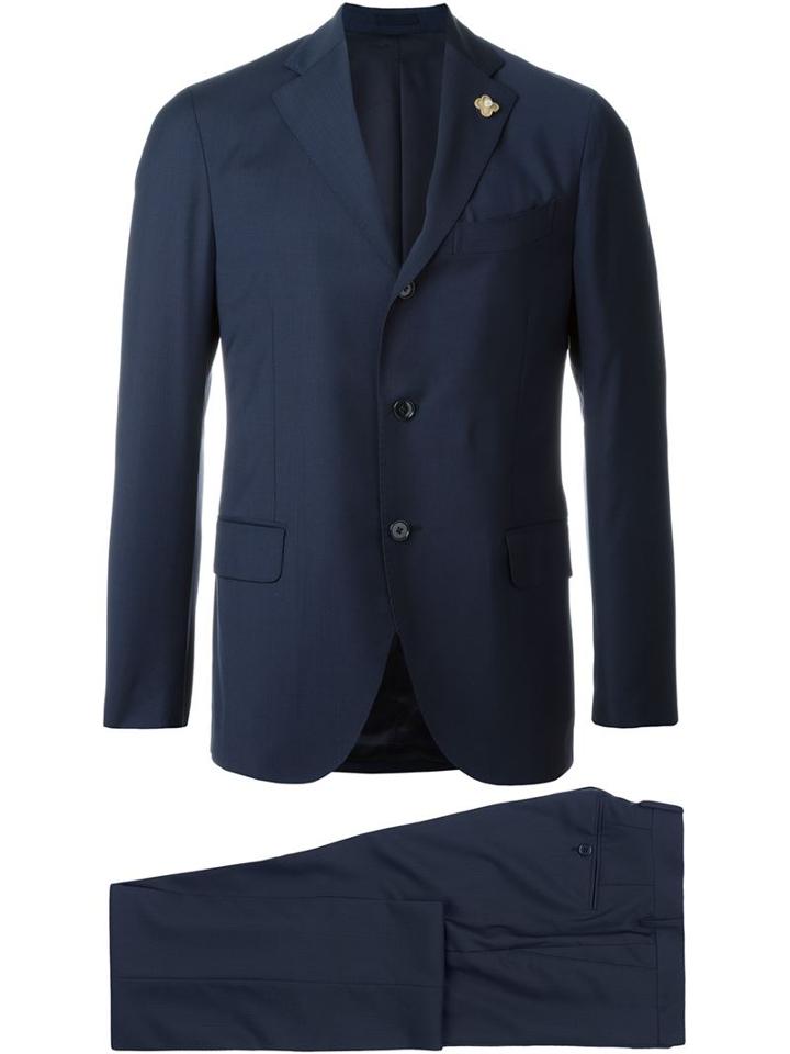 Lardini Two Piece Suit, Men's, Size: 52, Blue, Cotton/polyester/cupro/wool
