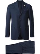 Lardini Two Piece Suit, Men's, Size: 52, Blue, Cotton/polyester/cupro/wool