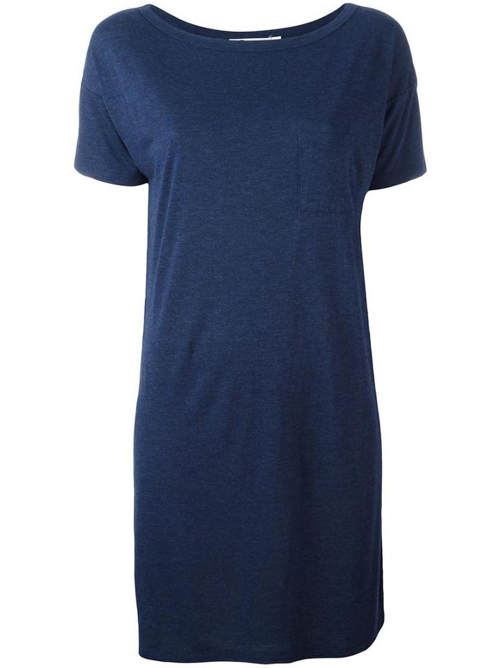 T By Alexander Wang Boat Neck T-shirt Dress, Women's, Size: Small, Blue, Rayon