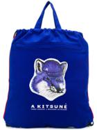 Maison Kitsuné Logo Print Backpack - Blue