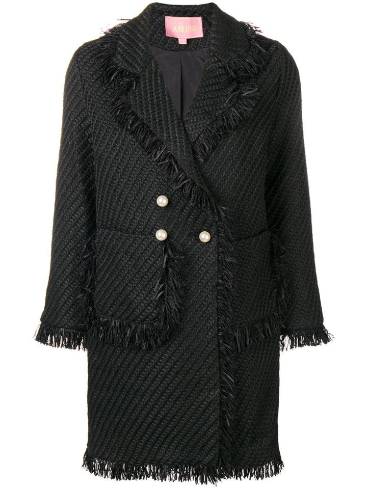 Amuse Double Breasted Coat - Black