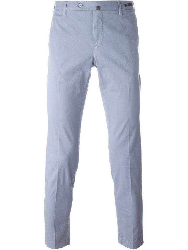 Pt01 Slim Fit Chinos, Men's, Size: 56, Blue, Cotton/linen/flax/spandex/elastane