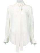 Strateas Carlucci Tie Neck Shirt, Women's, Size: Small, White, Silk