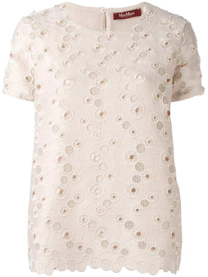 Max Mara - Embroidered Top - Women - Cotton/polyamide/polyester - S, Pink/purple, Cotton/polyamide/polyester