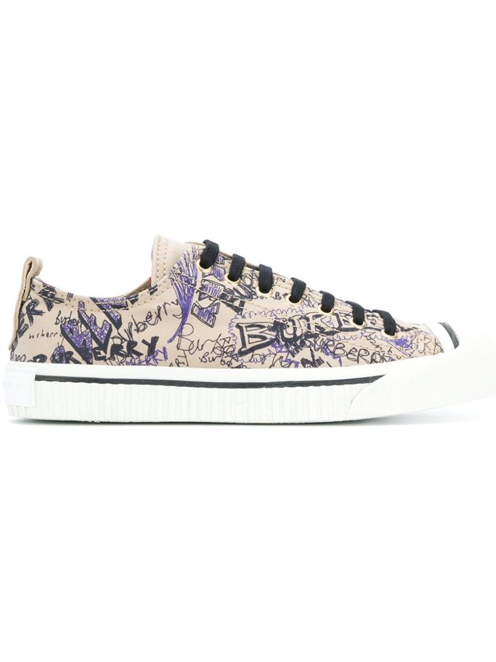 Burberry Doodle Print Sneakers - Nude & Neutrals