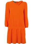 Boutique Moschino Gathered Detail Dress, Women's, Size: 40, Yellow/orange, Triacetate/polyester