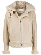 Chloé Lamb Skin Zipped Jacket - Neutrals