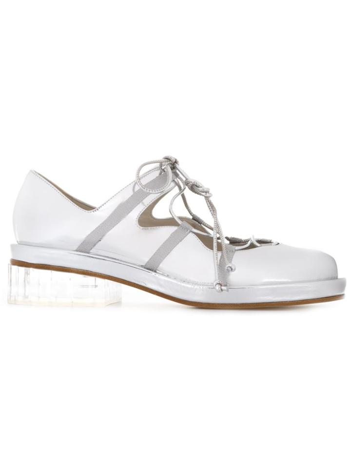 Simone Rocha Metallic (grey) Lace-up Shoes, Women's, Size: 36, Leather
