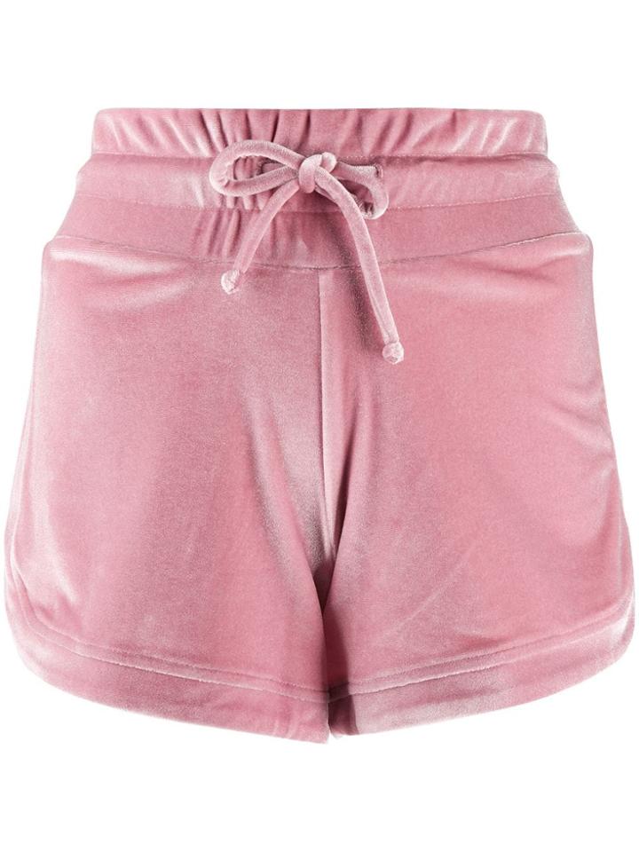 Plein Sport Drawstring Velvet Shorts - Pink