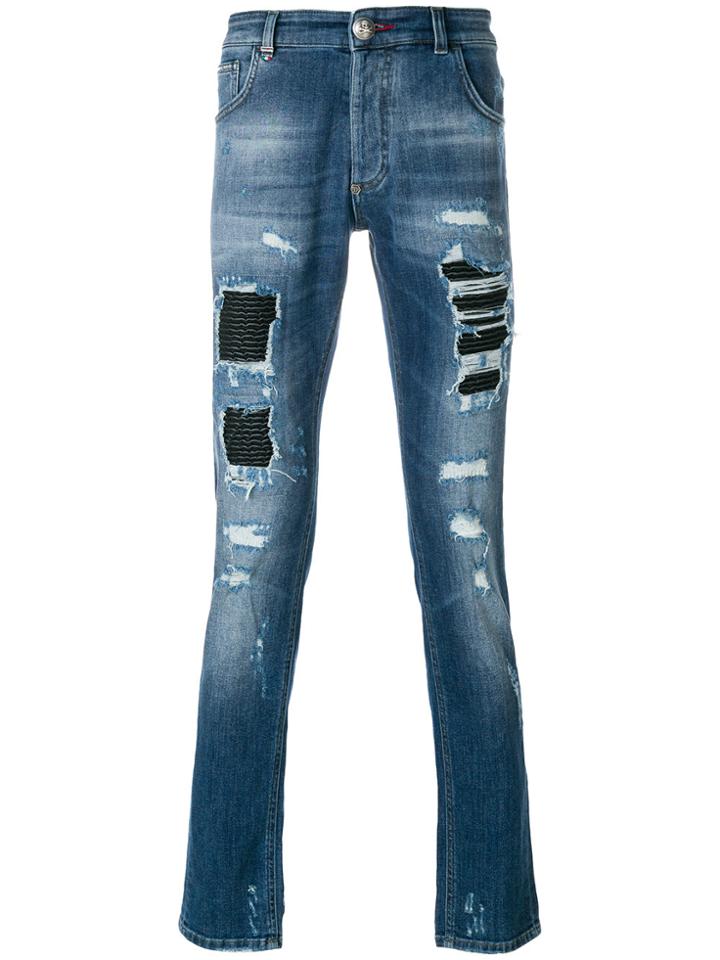 Philipp Plein Camou Details Jeans - Blue