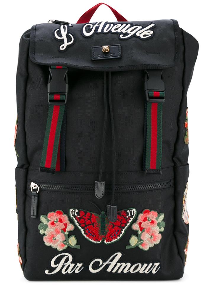 Gucci Embroidered Techpack - Black