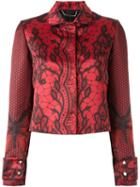 Philipp Plein Butterfly Print Jacket, Women's, Size: Medium, Red, Polyester/acetate/viscose
