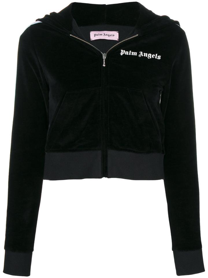 Palm Angels Cropped Hooded Jacket - Black