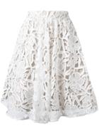 Alice+olivia Floral Lace Skirt, Women's, Size: 8, White, Polyester/nylon