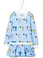 10x10 An Italian Theory Kids Hair Dryer Print Dress, Girl's, Size: 6 Yrs, Blue