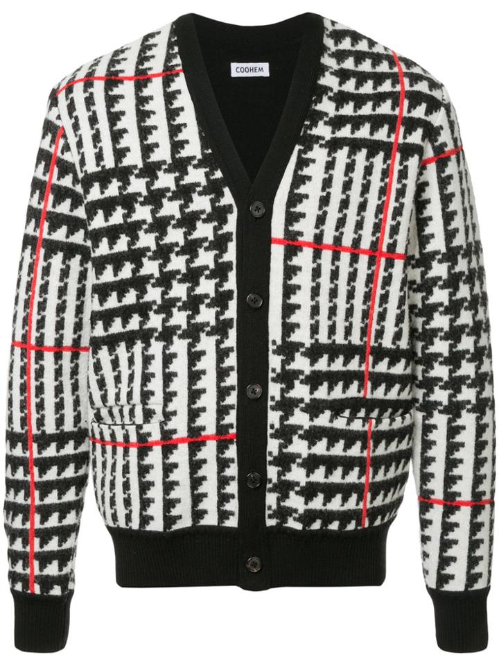 Coohem Checked Jacquard Cardigan - Blue