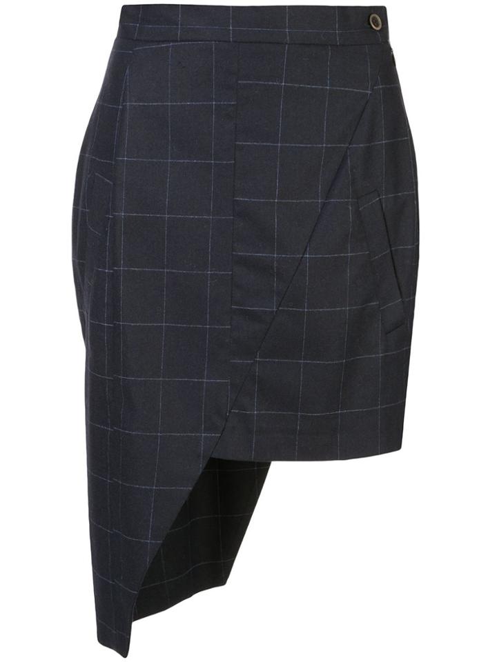 Natasha Zinko Asymmetric Check Pattern Mini Skirt - Blue
