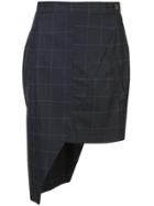 Natasha Zinko Asymmetric Check Pattern Mini Skirt - Blue