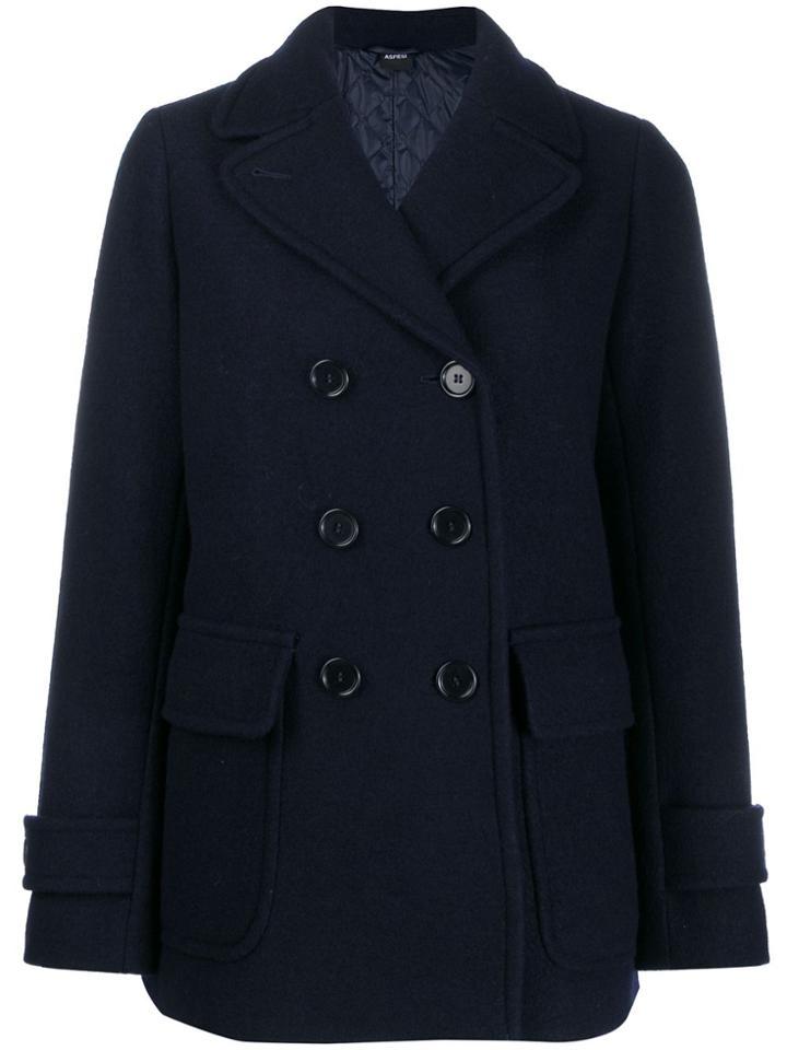 Aspesi Boiled Double-breasted Peacoat - Blue