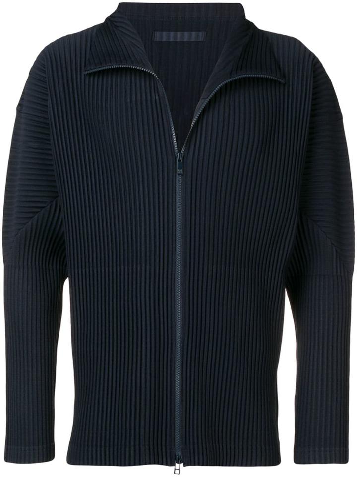Issey Miyake Men Ribbed Zip Sweatshirt - Blue